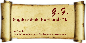 Geyduschek Fortunát névjegykártya